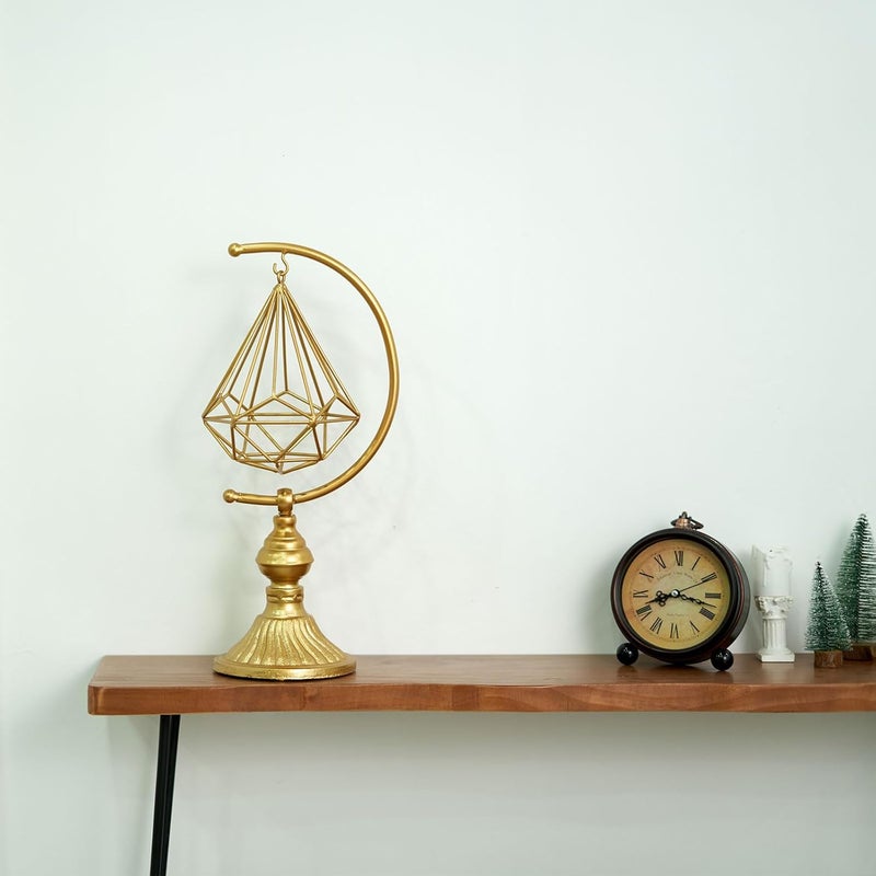 HLQMFHT 5.6" W x 16.3" H Metal Geometric Abstract Sculpture on Cast Iron Base,Metal Geometric Sculpture Decor Sphere, Tabletop,Living Room,Study,Bedroom,Home Decor - Image 5
